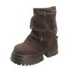 Fashion Women Suede Platform Ankle Boots Winter Mid Heels Shoes Woman 2025 Trend Designer New Snow Dress Motorcycle Boots Mujer Botas