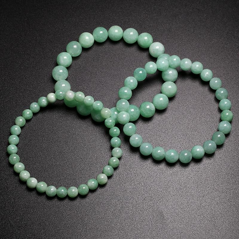 Fine Aaa Natural Burmese Green Jade Round Beads Bracelets Women Stone Jewelry Gemstone Souvenir Gift Idea Handmade Strand BraceletsFashion Wrist