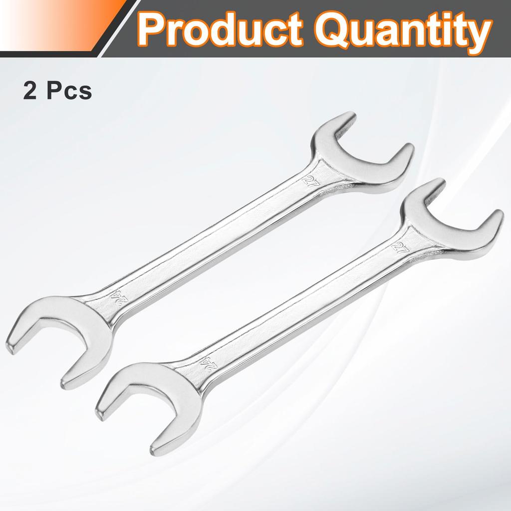Uxcell Satz Doppel 24mm x 27mm 15 Grad Versatz Klein Flachkopf Verzinkung Gabelschlüssel für Autoreparatur und Möbelmontage 2-teilig Gabelschlüssel