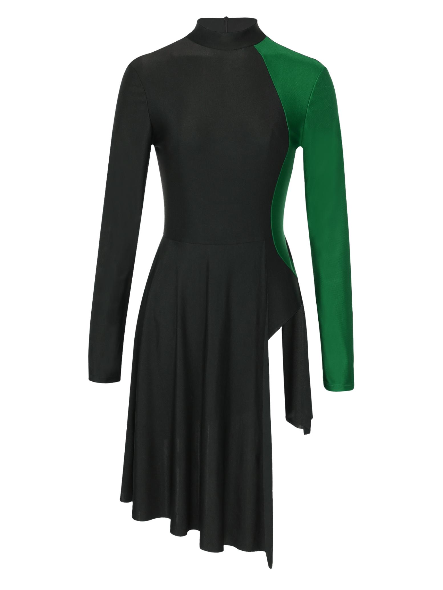 

Женское танцевальное платье с разрезом по бокам, танцевальное трико, лирический вальс, танцевальное вечернее платье, современное представление S зелёный