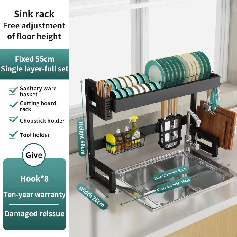 

Over Sink Drainage Rack Household Single Tier Expandable Over Sink Dish Rack Holder Kitchen Cabinet Storage Organizer Sink Shelf