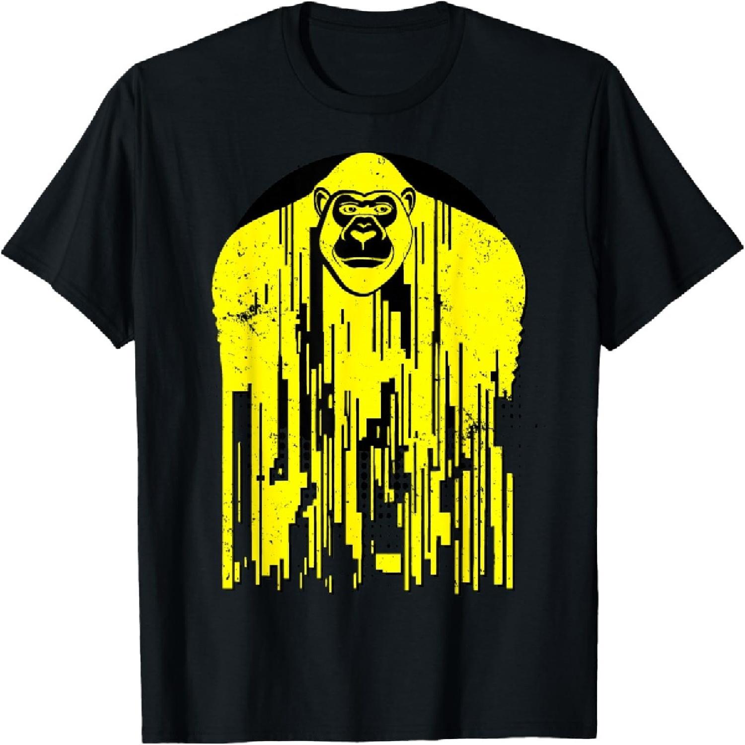Urban Gorilla Ape Monkey Black & Yellow Abstract Graffiti T-Shirt XXXXXL разноцветный
