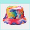Tie Dye Printed Fisherman Hat With Sun Protection For Casual Outdoor Wear