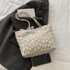 Lace Straw Bag Women's Fashion Simple Casual Versatile Woven Shoulder Underarm Bag Small Fresh Girl Handbag