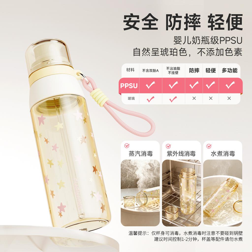 Water bottle Fuguang ppsu straw cup large capacity out boys and girls students sports high value drink portable plastic cup