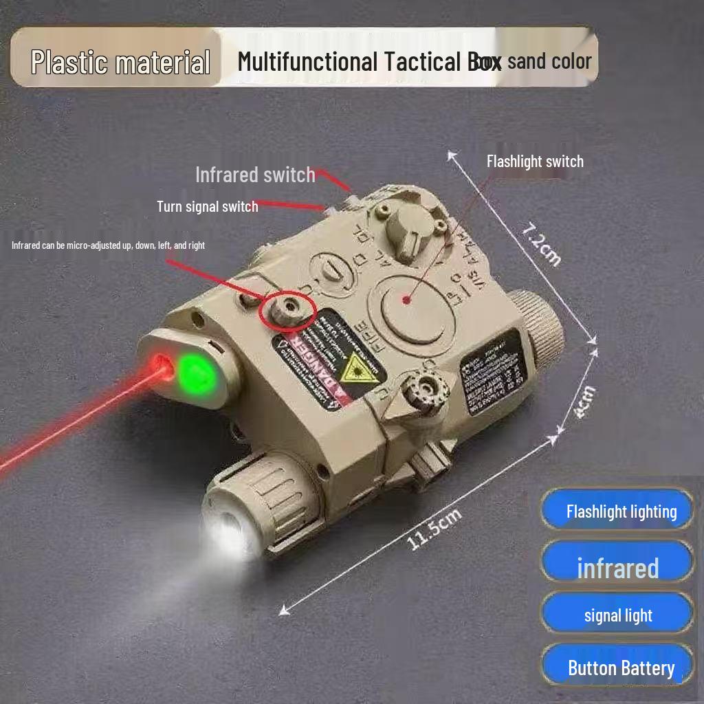 PEQ15 Tactical Box: 20-22mm Rail-Compatible, Green Light Flashlight, Red Laser Toy Accessories