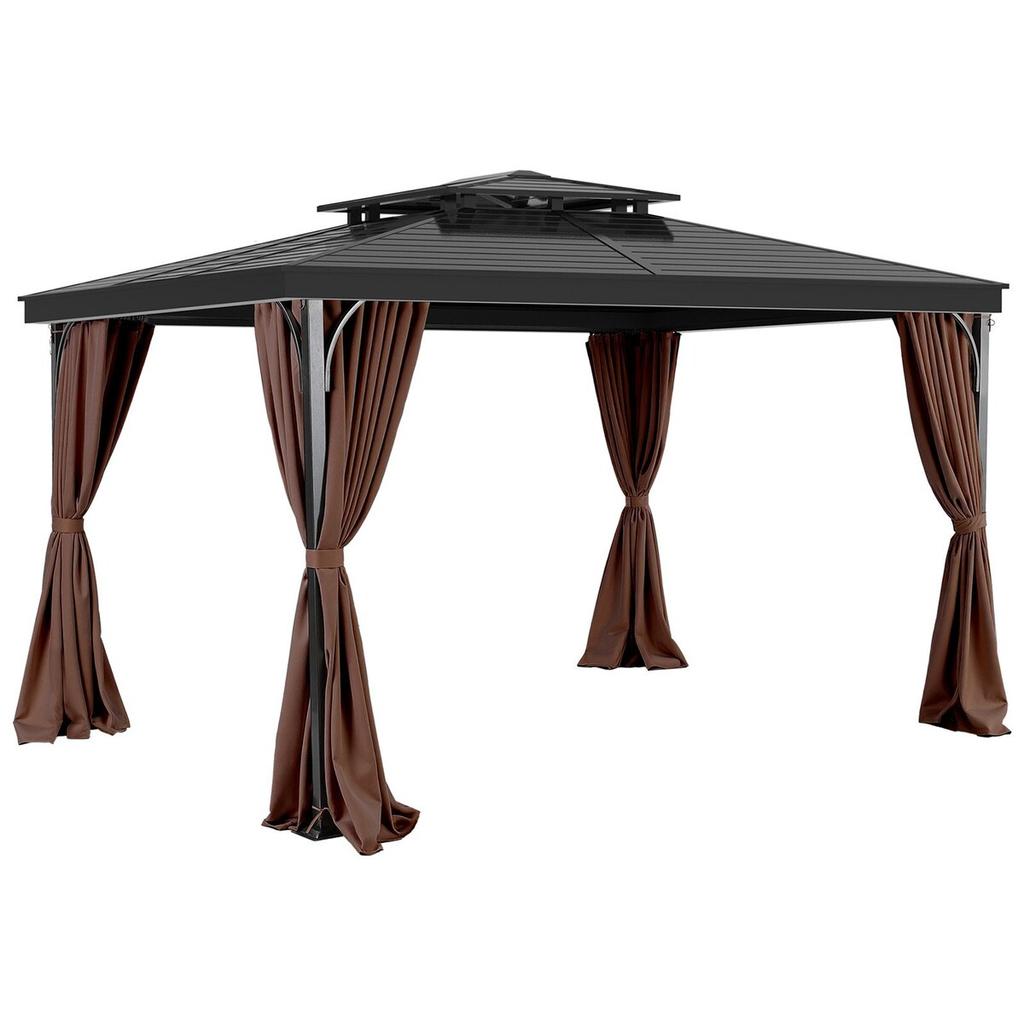 Gazebo Privacy Curtain 10' x 10' x 6.9' Waterproof Gazebo Curtains Coffee
