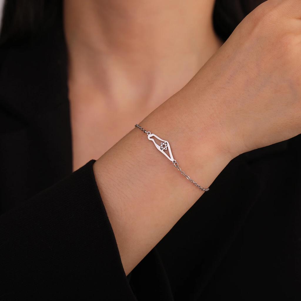Stainless Steel Je Star of David Charm Bracelet Women Men Adjustable Hexagram Map Bracelets Amulet Jewelry Wholesale