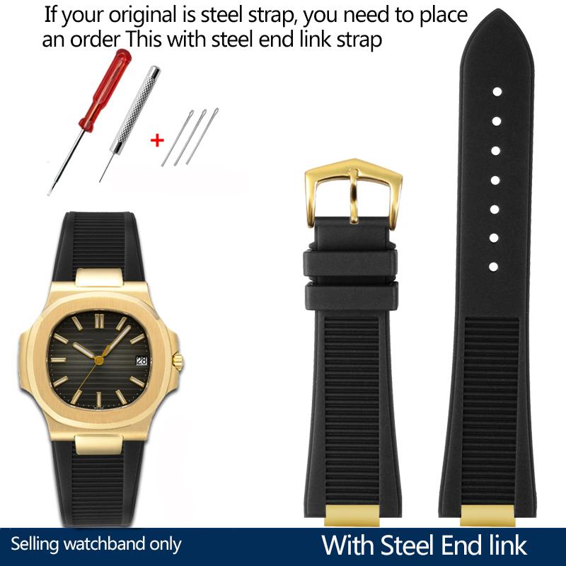 25*13mm Silicone Rubber Watchband For Pa-tek Philippe Nautilus Series 5711/5712/5980 Waterproof Sports Strap Bracelet Brown Blue