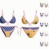 Dames Omkeerbare Tweedelige Zwempak Set met Bloemen- en Sterrenprint Verstelbare Strik Top en Zijstrik Broekje voor Strand Zwembad