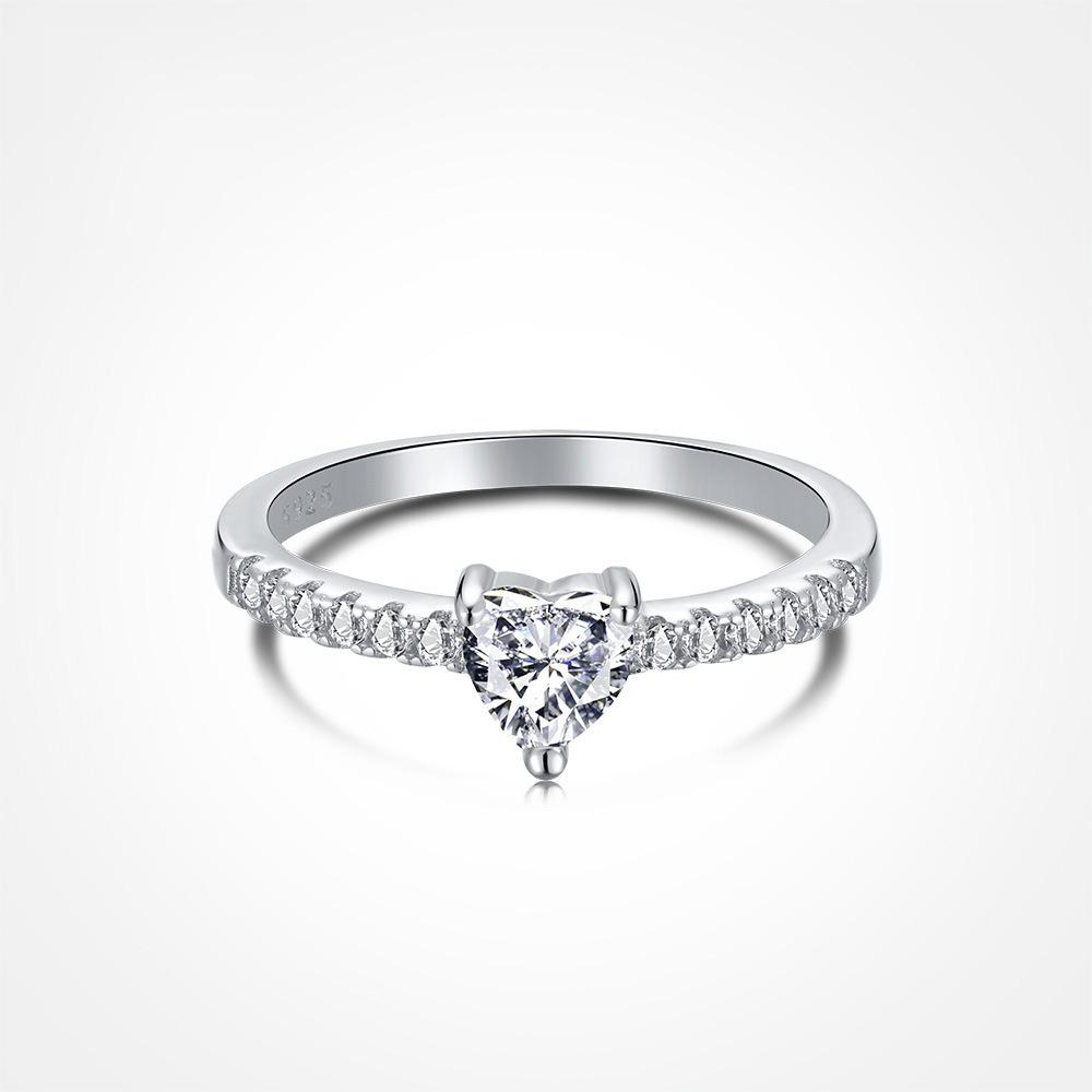 Exquisiter, strahlend heller, mit Zirkonia besetzter, verstellbarer Kristallring in Herzform für Damen, Schmuckgeschenke zum Valentinstag
