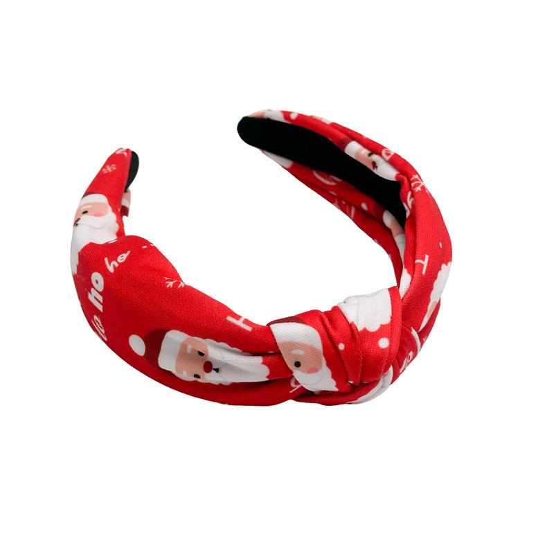 Merry Christmas Printed Knitting Knot Headband for Women Girls Party Hairbands Fashion Ladies Festival Headwear