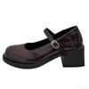 New Style Round Toe Elegant Minimalist Buckle Single Shoe 2025 Retro Shoes Women Fashionable Versatile Thick Bottom Shoes