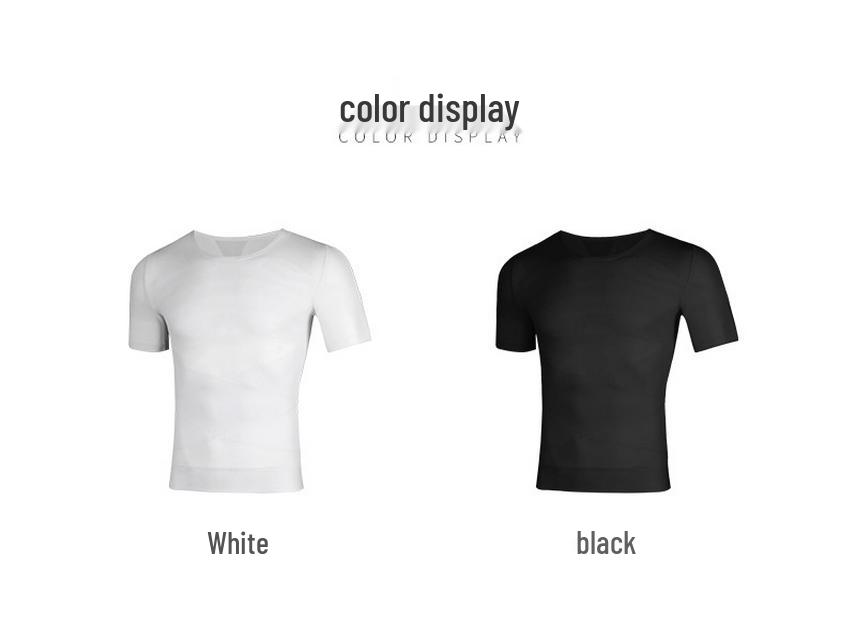 Men's Slimming Body Shaper: Tummy Control Waist Trainer, Invisible Chest Binder, Short Sleeve, Lightweight Summer.
