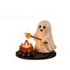 Halloween Geister Lagerfeuer Teelichthalter Set, LED Flackernde Flamme, Wasserdichte Outdoor Dekoration für Terrassenparty, Sicher zu Berühren