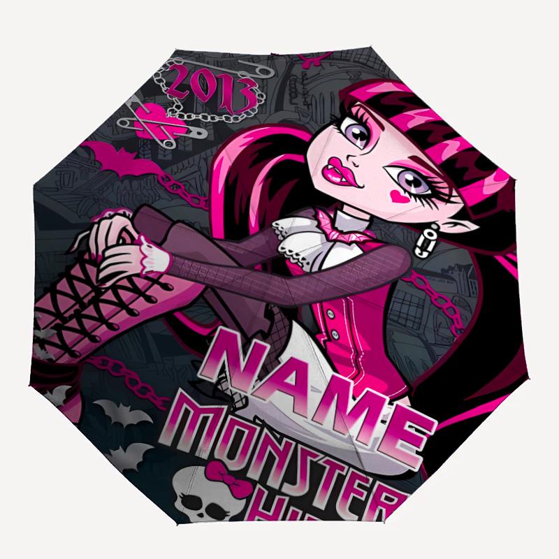 Personalized Name Monster High Draculaura Print Umbrella - Automatic Open/Close, Eight-Rib Durable Frame, Automatic Folding Umbrella