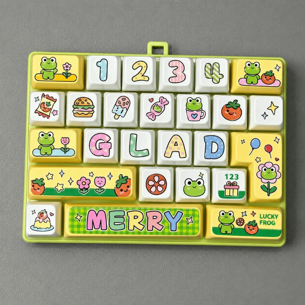 26 Keys Mechanical Keyboard Toy Hangable Creative Stress Relief Fidget Toy Gift Toy Clear Key Sounds Bag Pendant Charm