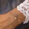 French Elegance Natural Freshwater Pearl Bracelet with Titanium Steel Moon Full Diamond Pendant Collarbone Necklace Set