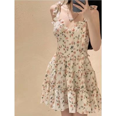 Neues Reines Verlangen Strapskleid Blumenkleid Sommerkleid Schlank und Dünn Sexy Rock
