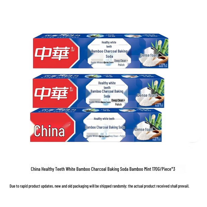 Zhonghua Health Белая зубная паста с бамбуковым углем и мятой (3-Pack)