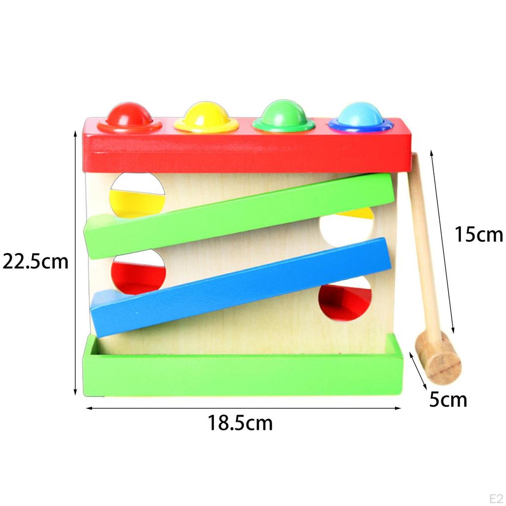 Wooden Pounding Bench Pound A Ball with Hammer Montessori Toy Fine Motor Skills Race Ramp Track