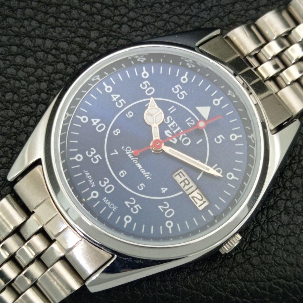 REFURBISHED SEIKO 5 AUTOMATIC 6309A JAPAN MENS VINTAGE BLUE DIAL WATCH a442329-1
