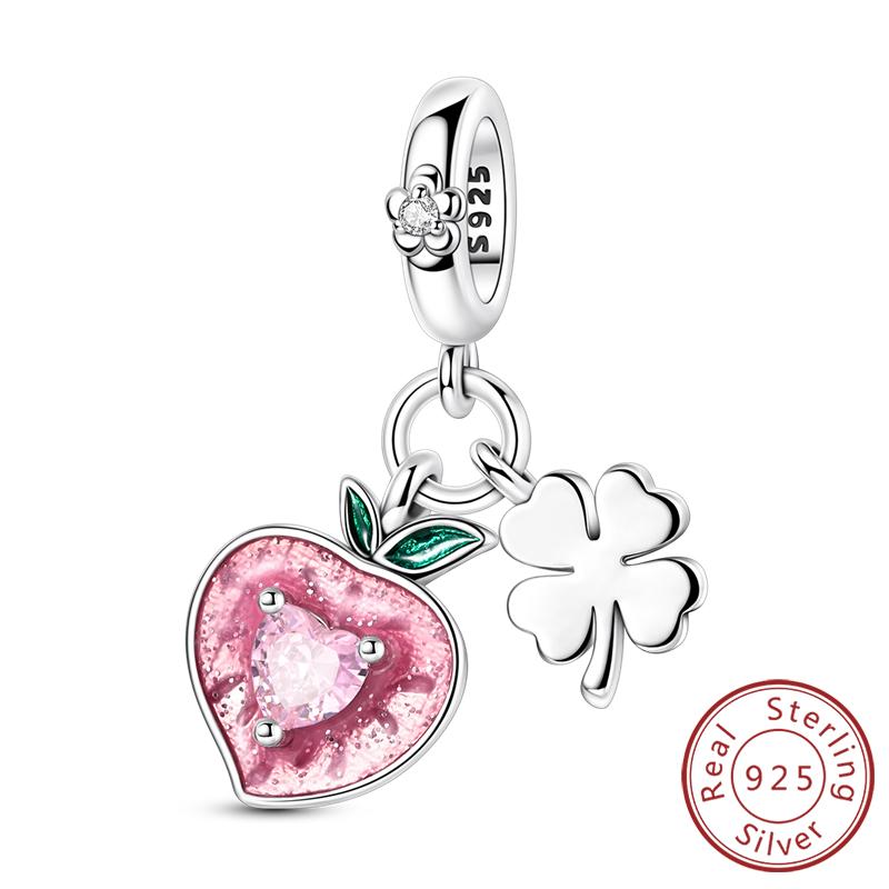 New Copper Charms Beads Pendant Cherry Lemon Heart Tower Charm For Original Bracelet Pendant Woman Girl Jewelry