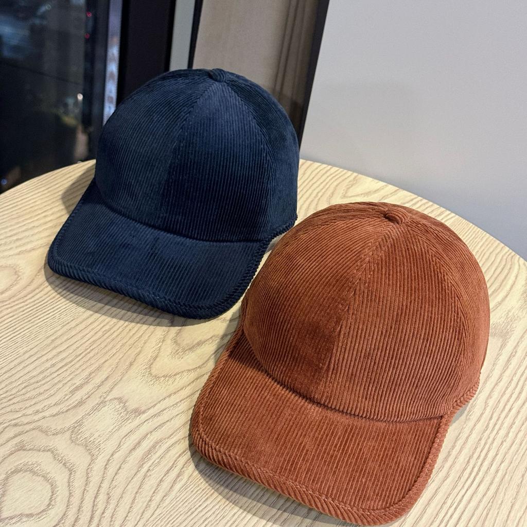 Autumn and Winter Fashionable and Versatile Thickened Corduroy Edged Adjustable Baseball Cap for Women Korean Version Solid Color Peaked Hat Trendy