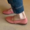 Ladies Flat Shoes Square Toe British Style Small Leather Shoes Women New Silver Single  Fashionable Mary Jane Shoes
