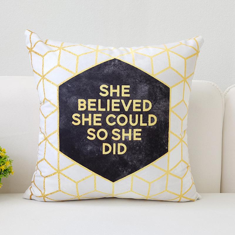 45x45cm Warm Pink Geometric Cushion Cover Pineapple Letter Simple Pillow Cover Ins Printing Poster Sofa Office Home Decoration