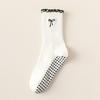 Women's Non-Slip Mid-Calf Pilates Yoga Socks with Bow Embroidery