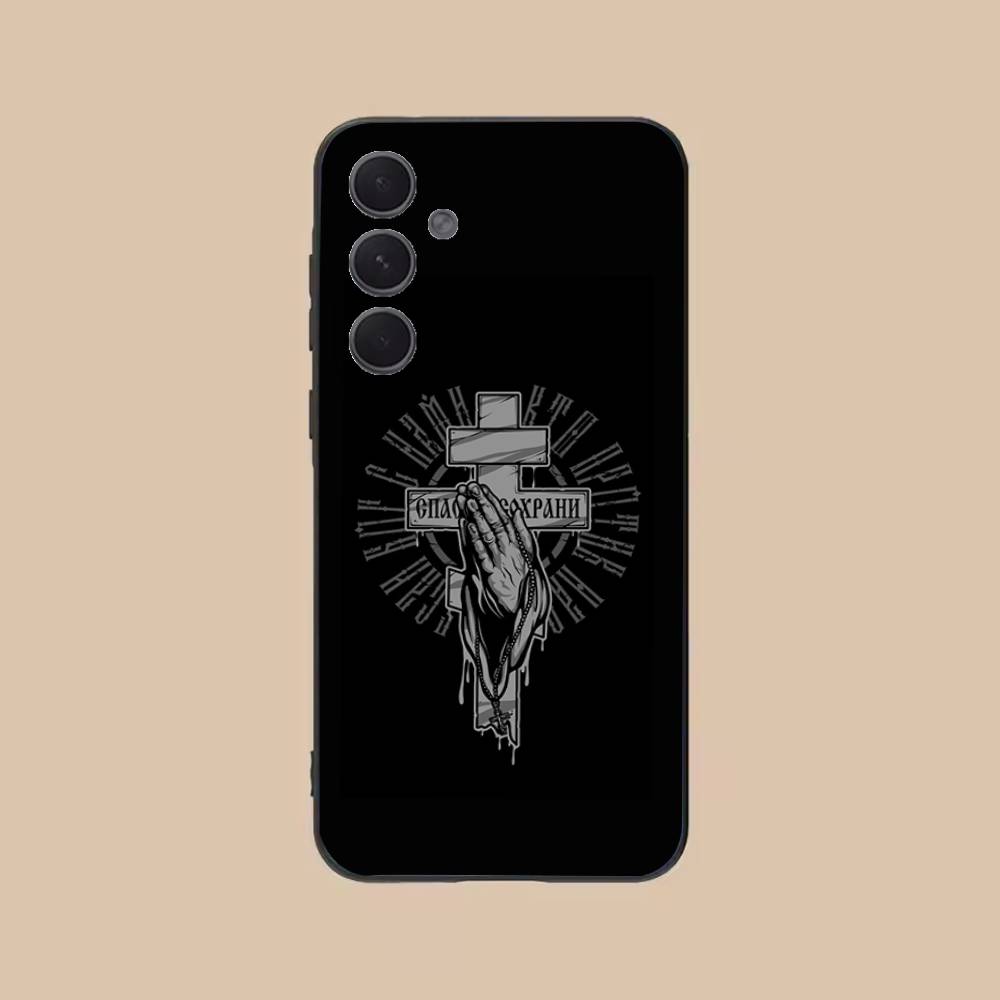 Orthodox Cross Phone Case For Samsung S25,24,21,22,23,20,S30,Ultra,Plus, Fe,5G Silicone Cover