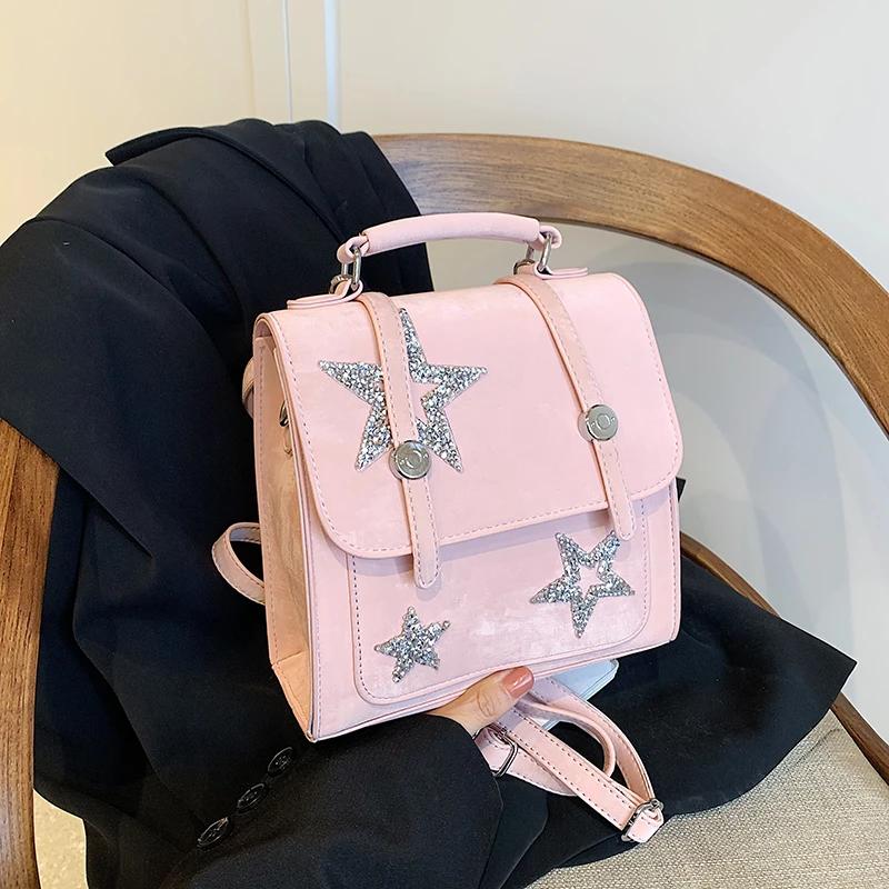 Solid zipper inner bag for women Flap PU backpacks internal compartment high-quality bags fashion