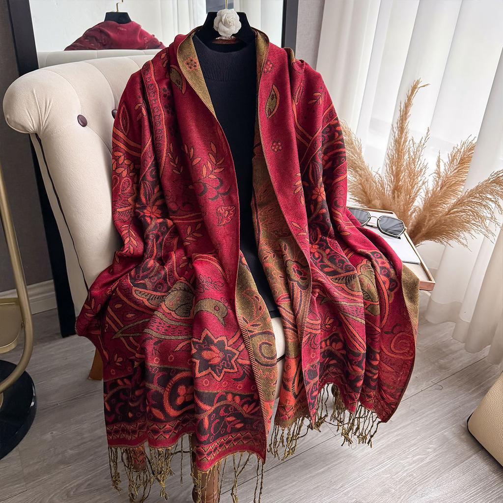 Qinghai Xizang To Yunnan Travel Scarf Imitation Cashmere Shawl Scarf Women'S Fringed Air Conditioner Versatile Scarf