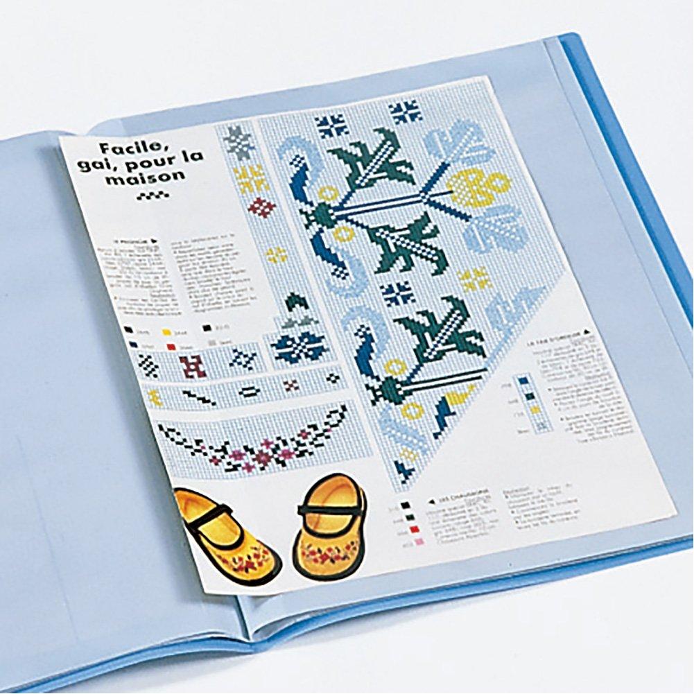 Clear File Folder Color Base Side-Load 40-Pocket A4 Portrait Blue 137C-B