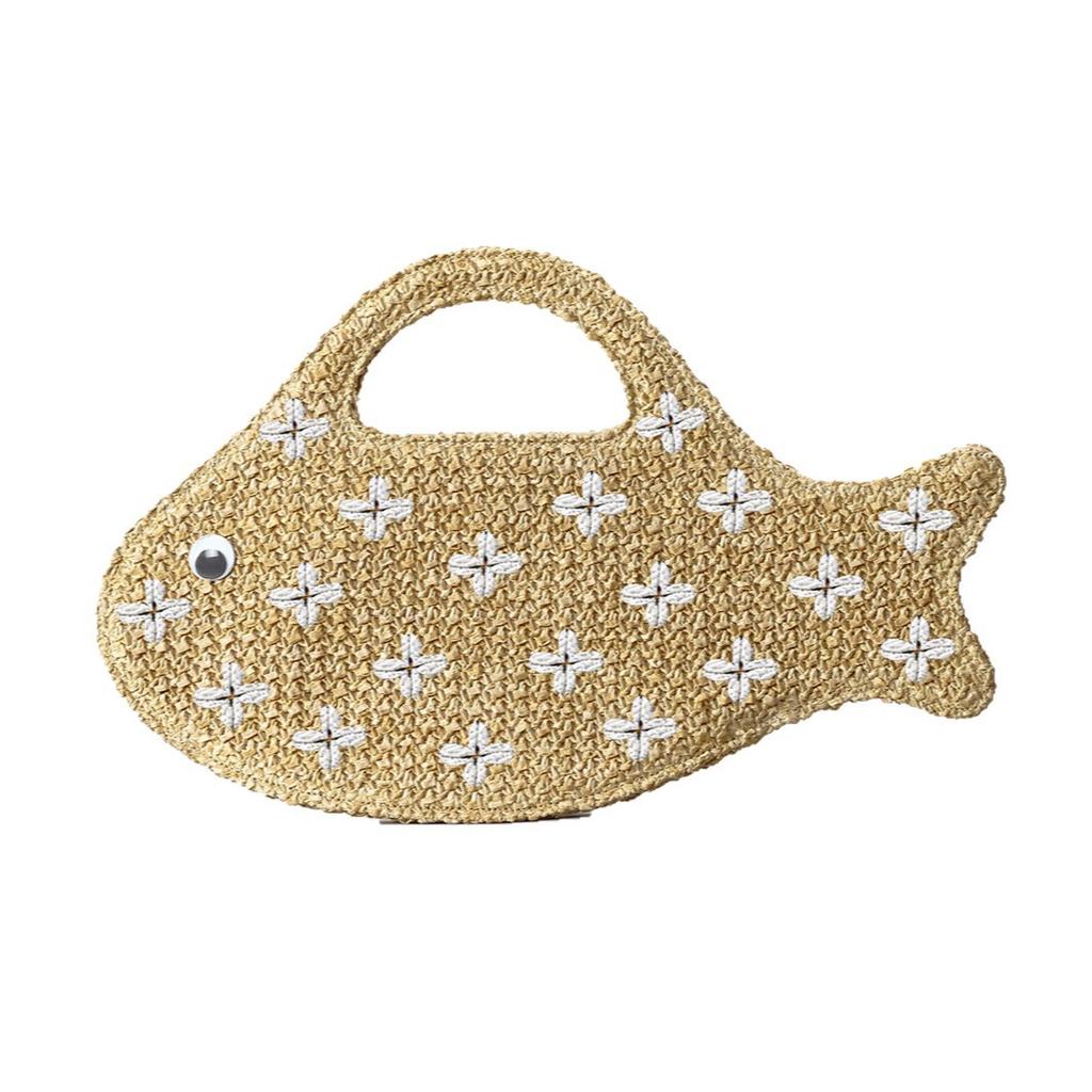 New and Unique Creative Embroidery, Small Fish Bag, Grass Woven Handbag, Women's Beach Vacation Style, Beach Handbag Wholesale