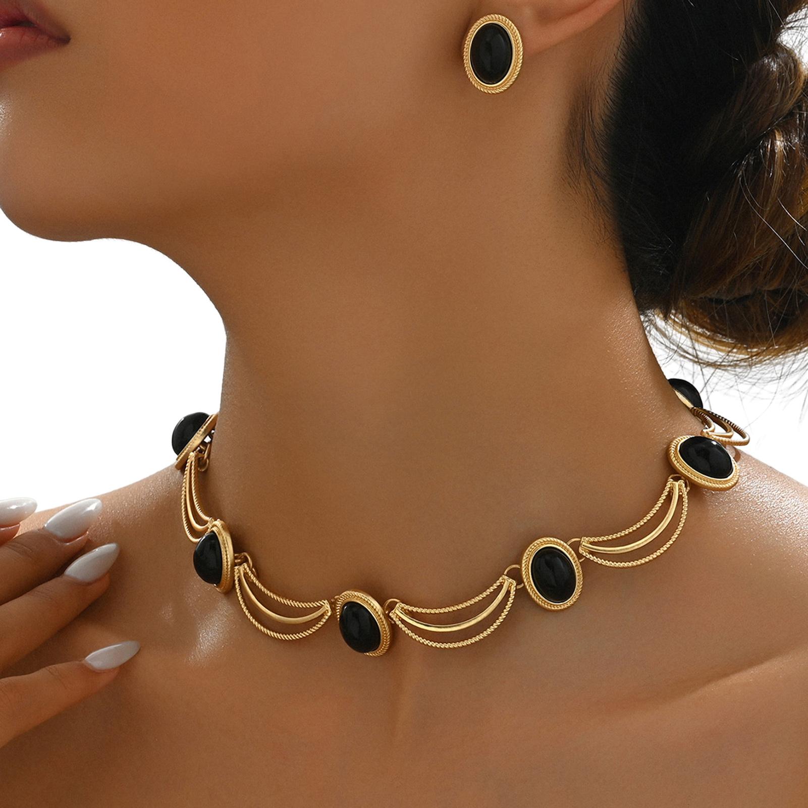 Women s Necklaces Earrings Set Hypo-allergenic Dazzling Necklace and Earrings for Bridesmaid Wedding Masquerade