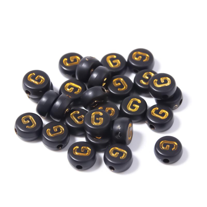 100pcs Black Color Acrylic Letter Beads A-Z Round Flat Alphabet Spacer Bead for Jewelry Making DIY Bracelet Necklace Charms
