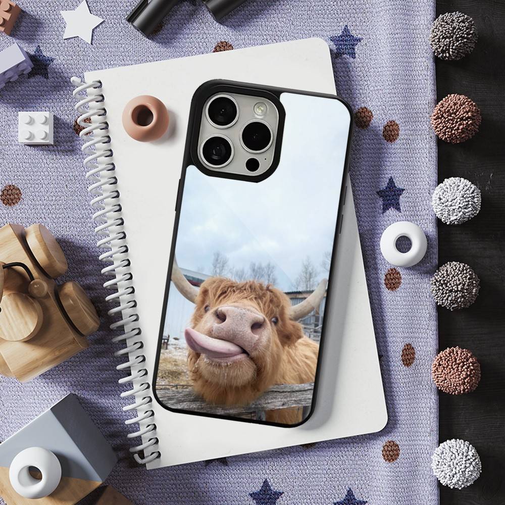 Cute Art Highland Cow For iPhone 15,Mini,13,Max,11,16,17,14,Plus,12,Pro,For Magsafe,Magnetic Wireless Charging Case