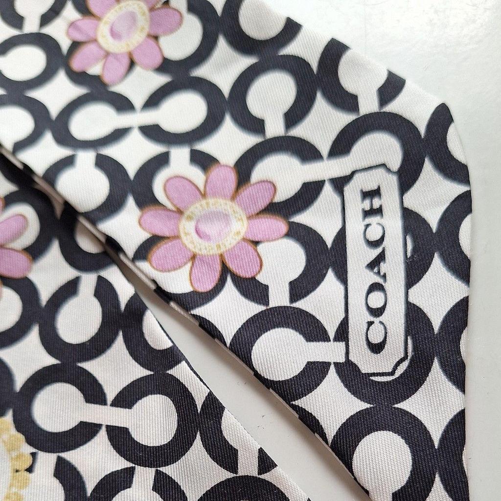 Used COACH Coach Twilly Ribbon Scarf Signature Floral Pattern