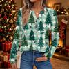 Women's Christmas Print Long Sleeve Shirt Casual Elegant Blouse for Holiday Party