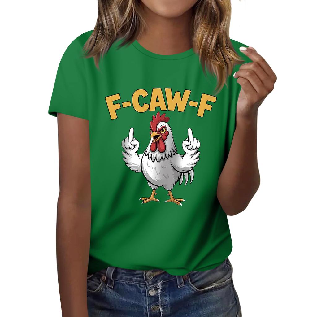 F-CAW-F Women's Casual Letter Print Short-sleeved Top T-shirt