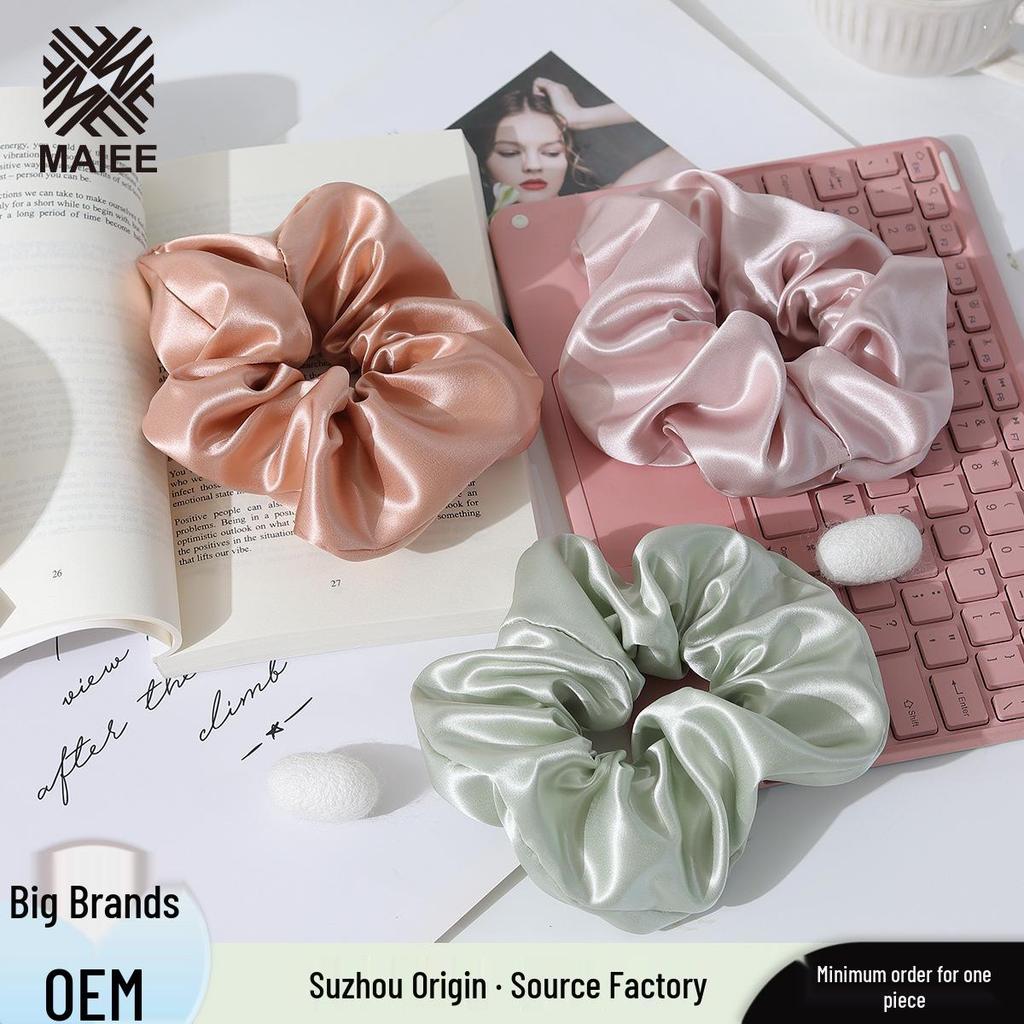 7cm Extra Large Silk Hair Tie - 22 Momme, Large Intestine Ring, 55cm Fabric, Custom Label Available
