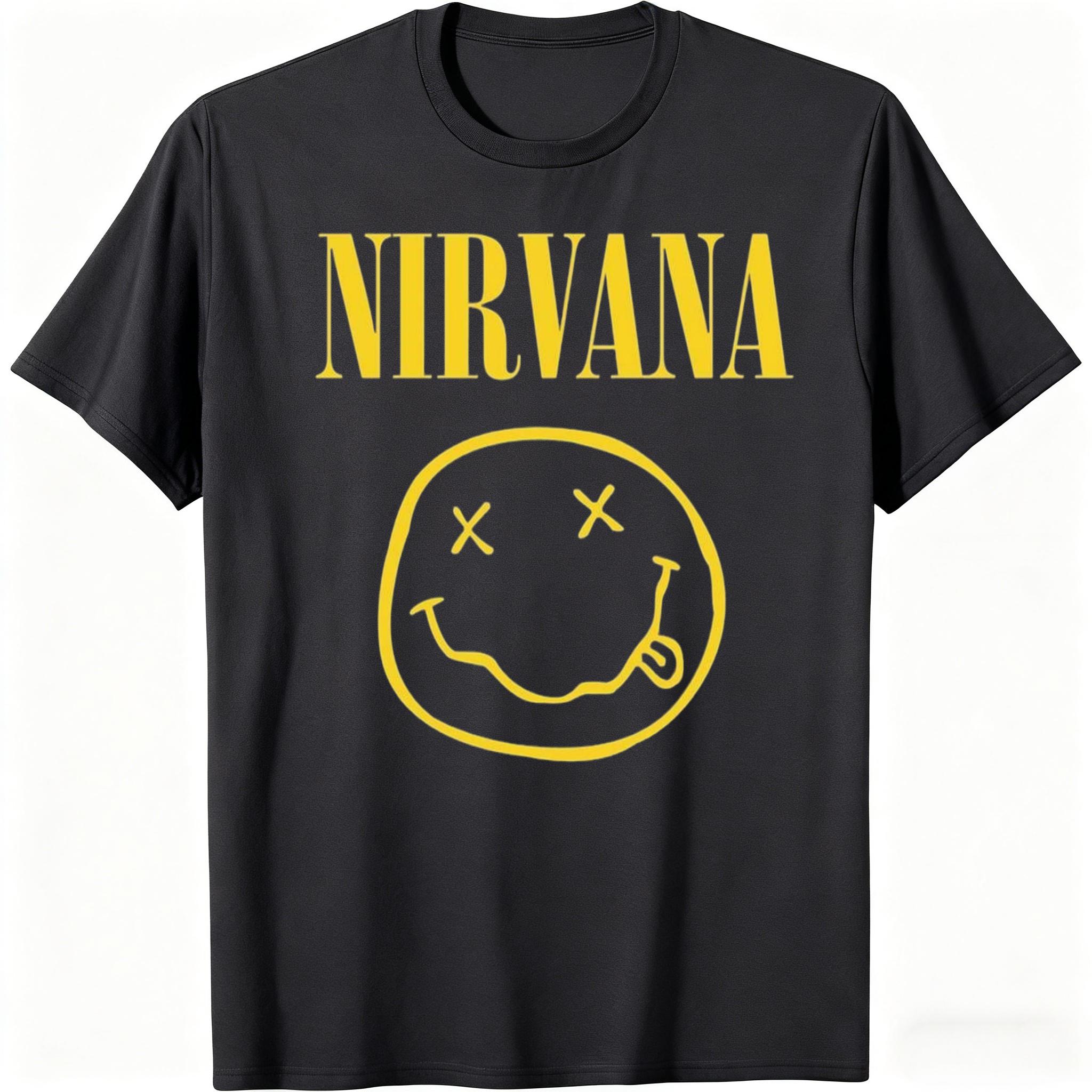 

New Nirvana rock band men s 100%cotton T-shirt hip-hop style Men s and Women s oversized Y2K Tee Casual Loose Outdoor Street L