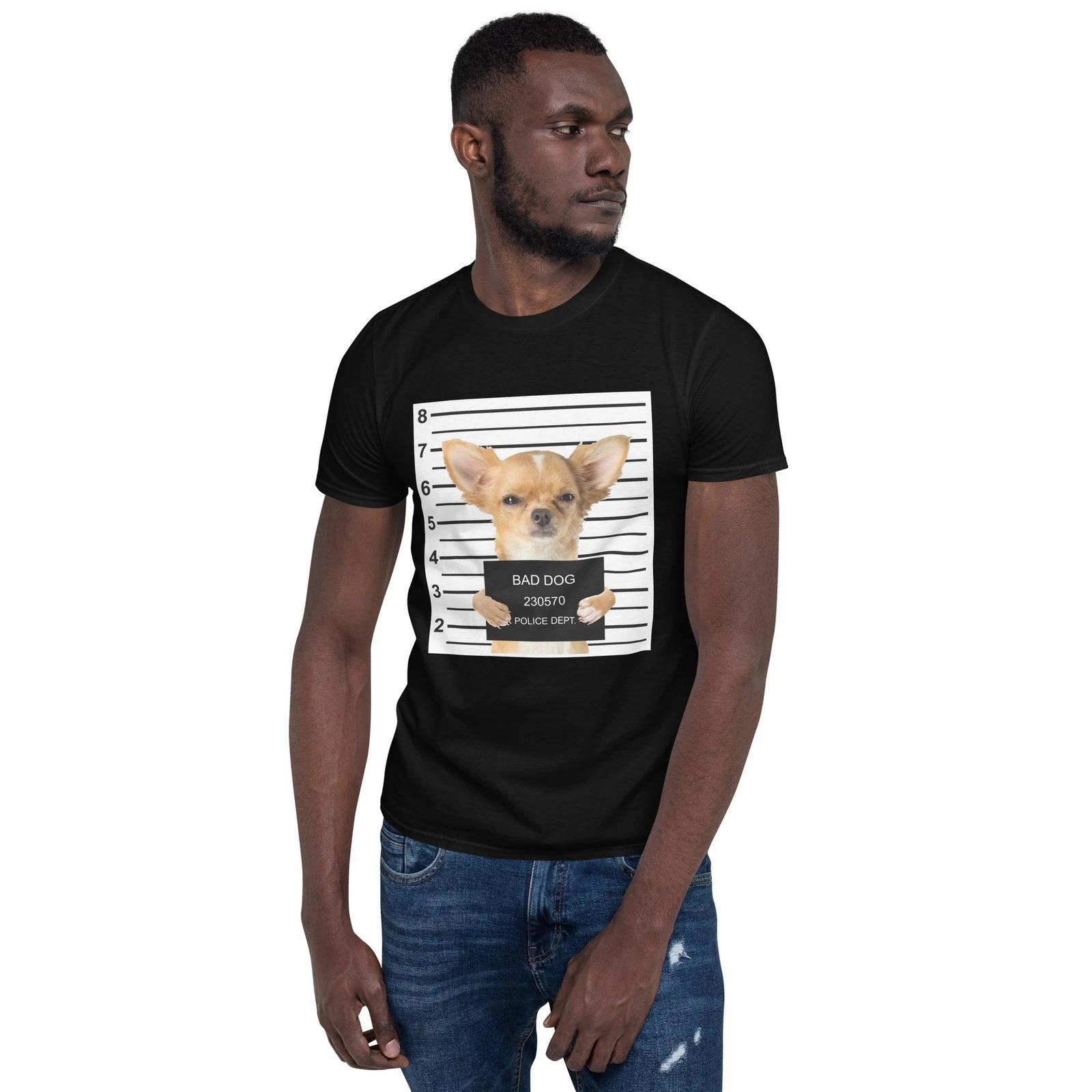 Funny Beautiful Bad Dog Mugshot (Cute Chihuahua) Dog Lover Unisex T-Shirt 2XL