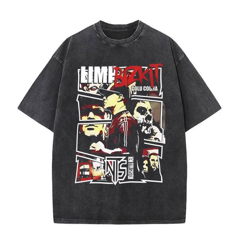 Washed Vintage Rock Band Limp Bizkit Significant Other Print T-shirts  Women Hip Hop Retro Oversized Short Sleeve T Shirts