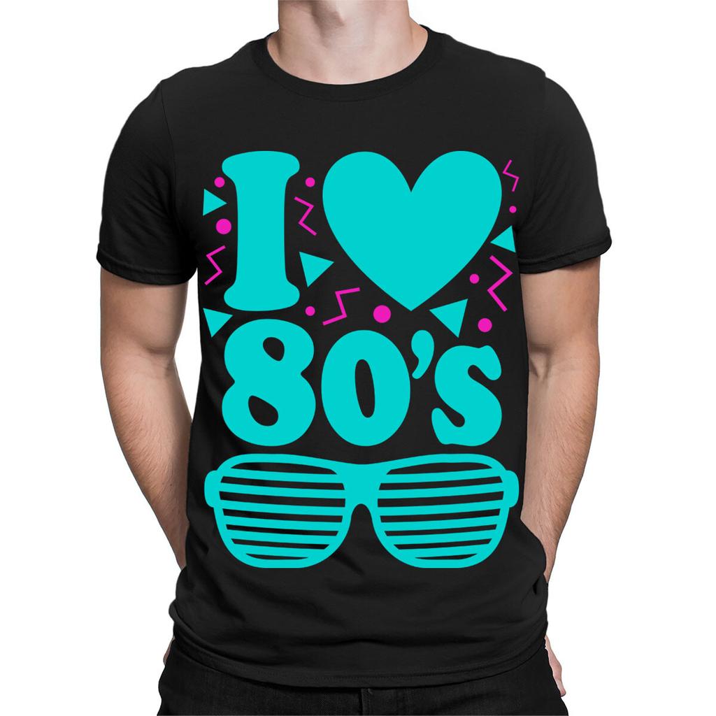 I Love The 80s Fancy Dress Globe Party Neon Festival Mens Womens 100% Cotton T-shirt Mens Tees Top3#TA-194