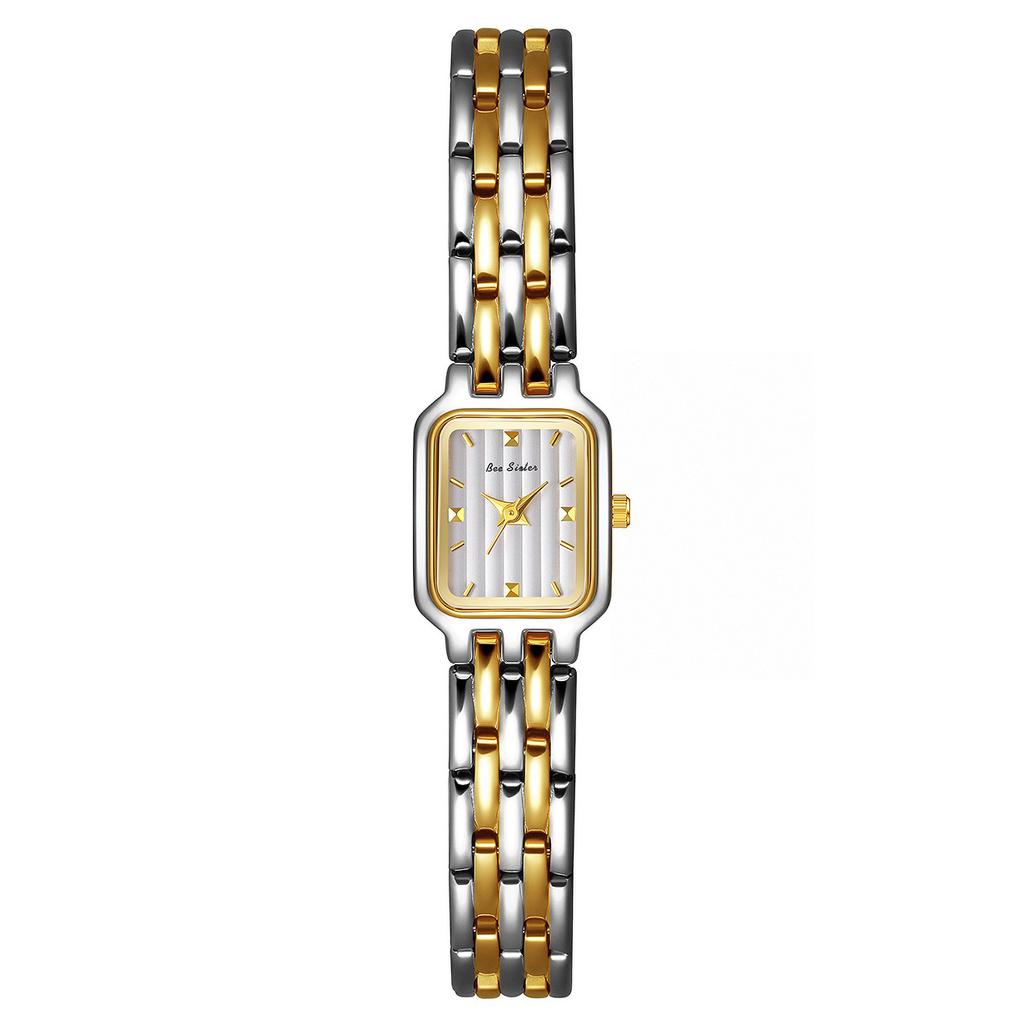 Square Vintage Gold Watch for Women Stainless Steel Bracelet Business Quartz Women's Wristwatch Waterproof Daily Dress Clock NEW