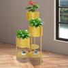 Golden Corner Plant Stand for Indoor Plants, Tall Iron Flower Pot Holder Ladder Style, 40x79.5cm - Sturdy Metal Planter Shelf