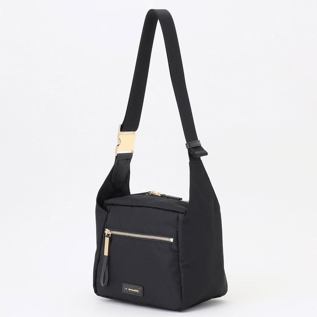 Labagagery Metal Buckle Box Shoulder Bag, SS Size, B008501, Black (10)